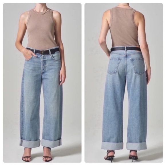 Citizens Of Humanity Denim - Citizens of Humanity Ayla Baggy Cuffed Crop Jeans Skylight Blue Size 30